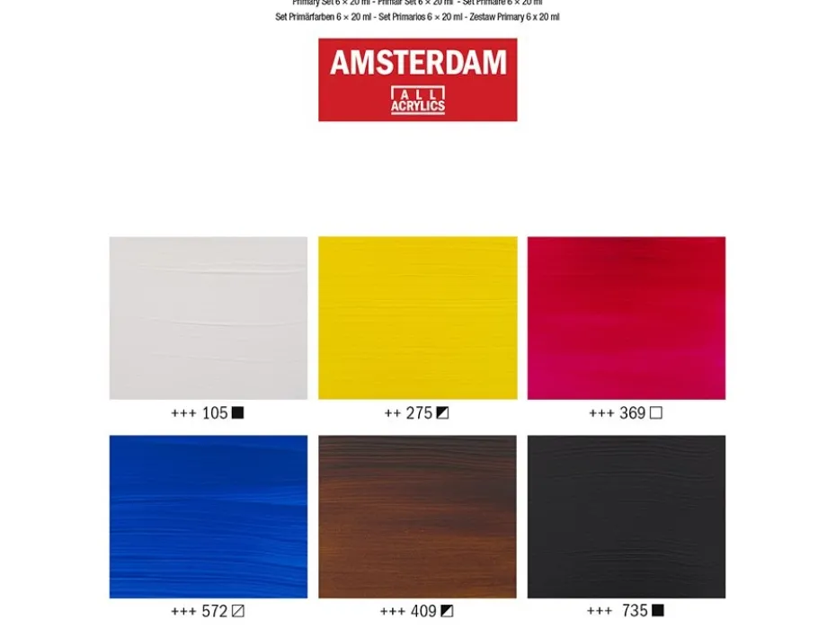 Amsterdam Standard Akryl 20ml Sett 6stk – Primærfarger