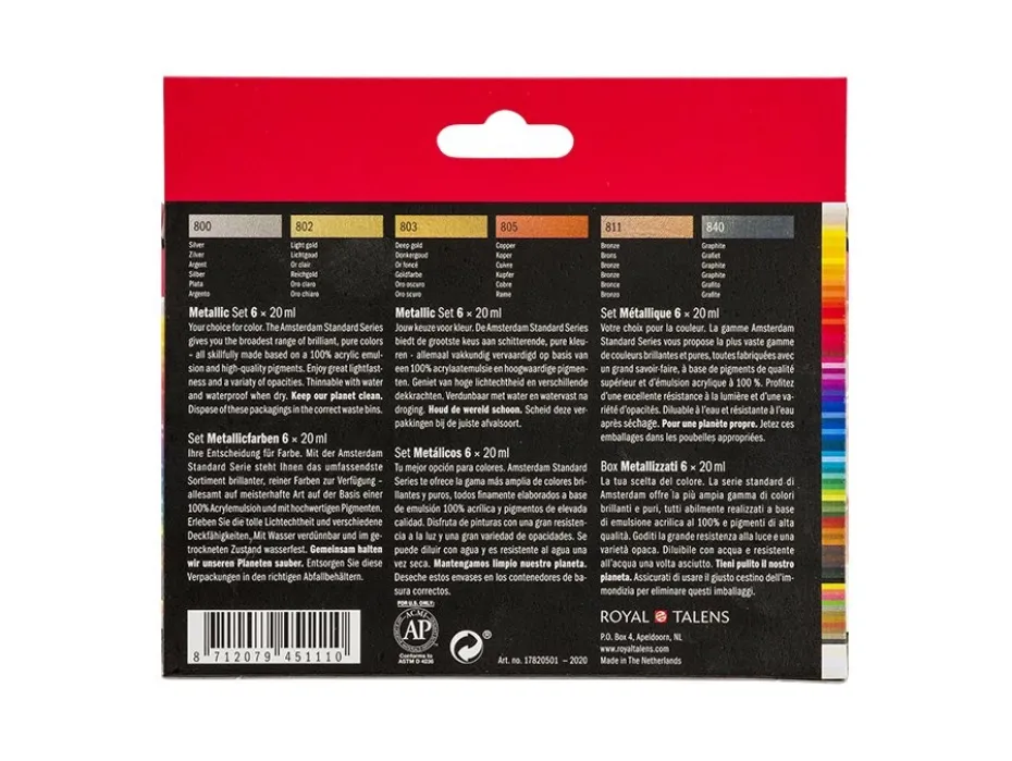 Amsterdam Standard Akryl 20ml Sett 6stk – Metallic