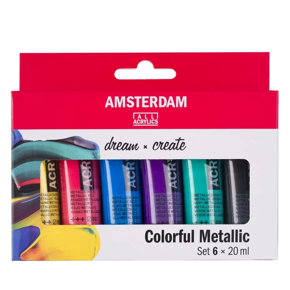 Amsterdam Standard Akryl 20ml Sett 6stk – Metallicfarger