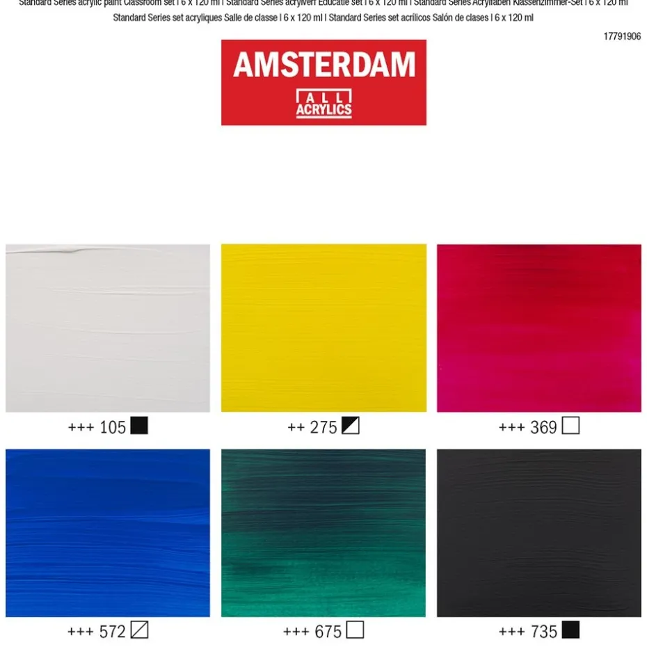 Amsterdam Standard Akryl 120ml – 6 tuber – Classroom set