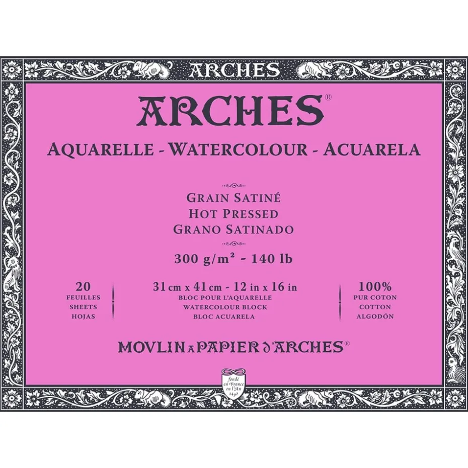 Arches Aquarelle Akvarellblokk HP 300g 20ark – 31x41cm