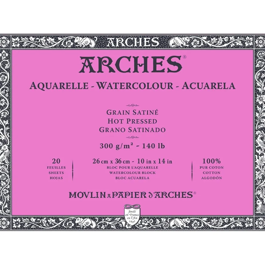 Arches Aquarelle Akvarellblokk HP 300g 20ark – 26x36cm
