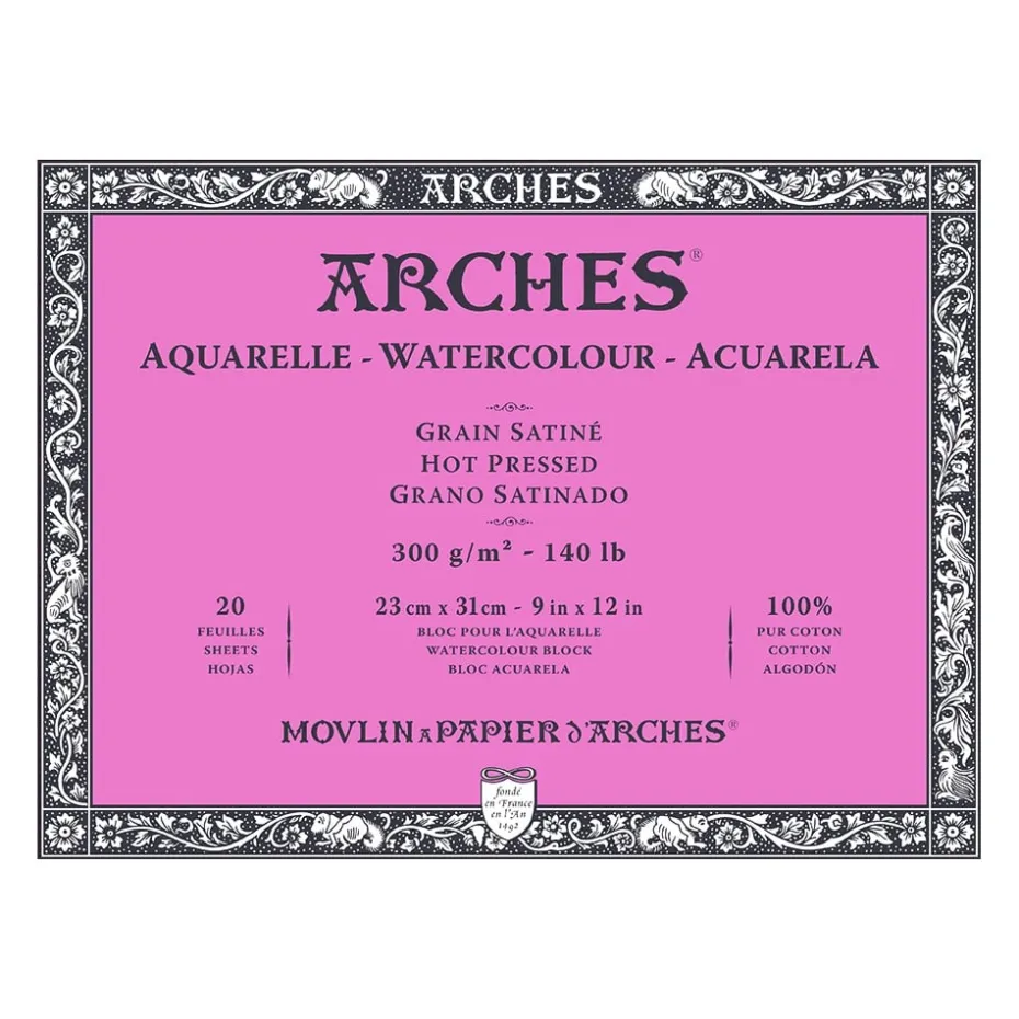 Arches Aquarelle Akvarellblokk HP 300g 20ark – 23x31cm