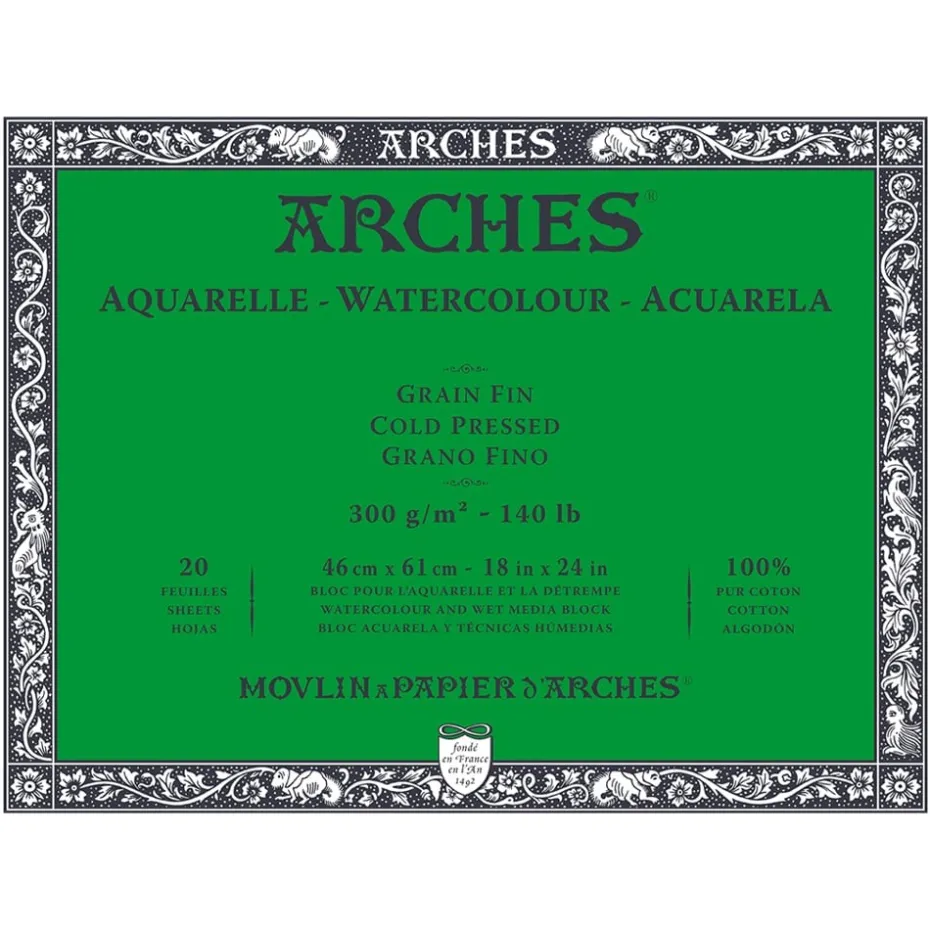 Arches Aquarelle Akvarellblokk CP 300g 20ark – 46x61cm