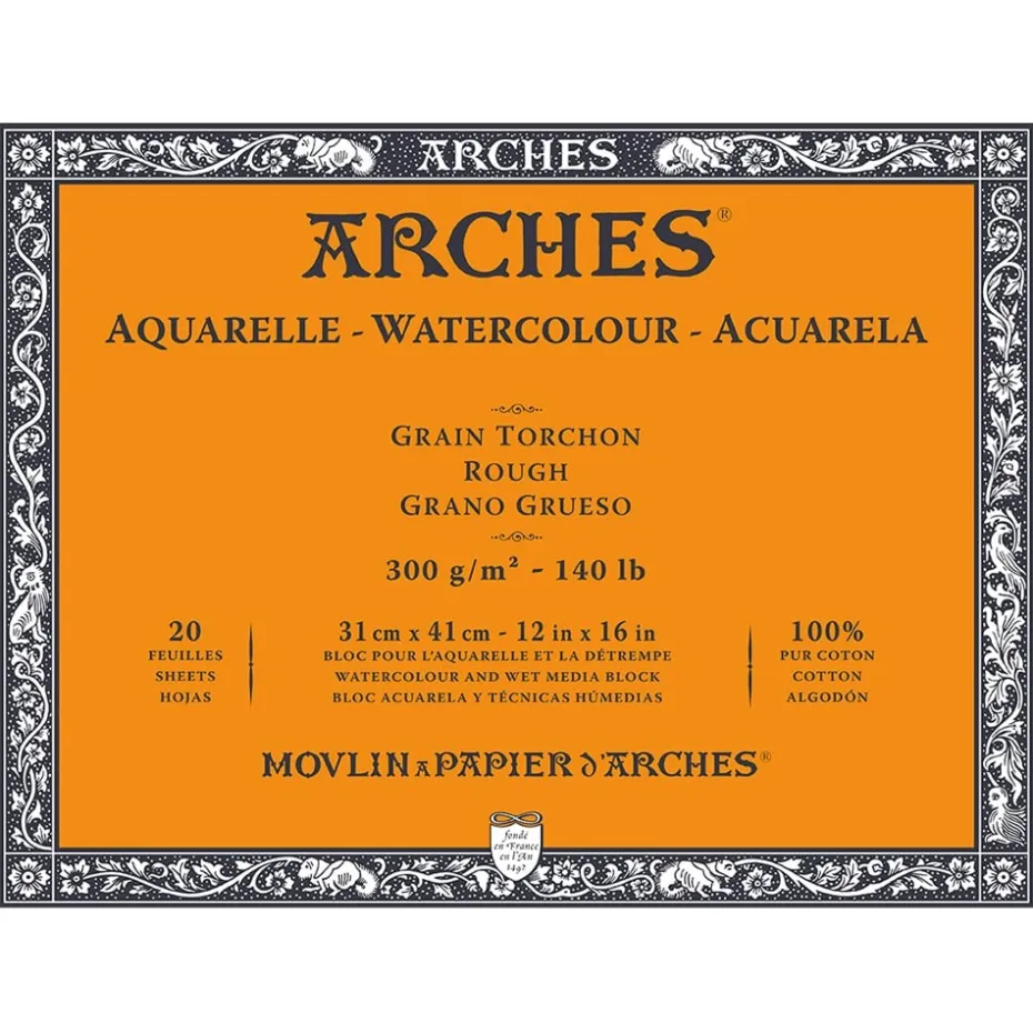 Arches Aquarelle Akvarellblokk Rough 300g 20ark – 31x41cm
