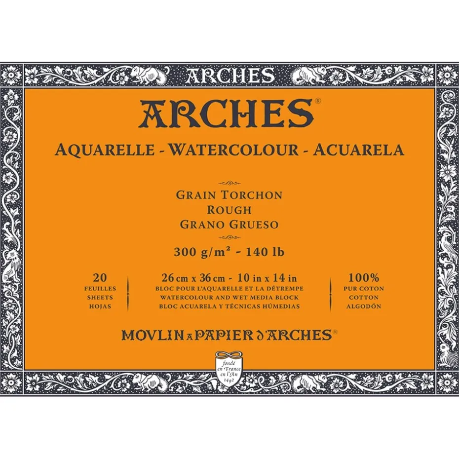 Arches Aquarelle Akvarellblokk Rough 300g 20ark – 26x36cm