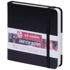 Art Creation Skissebok m/strikk 140g 12x12cm – Sort