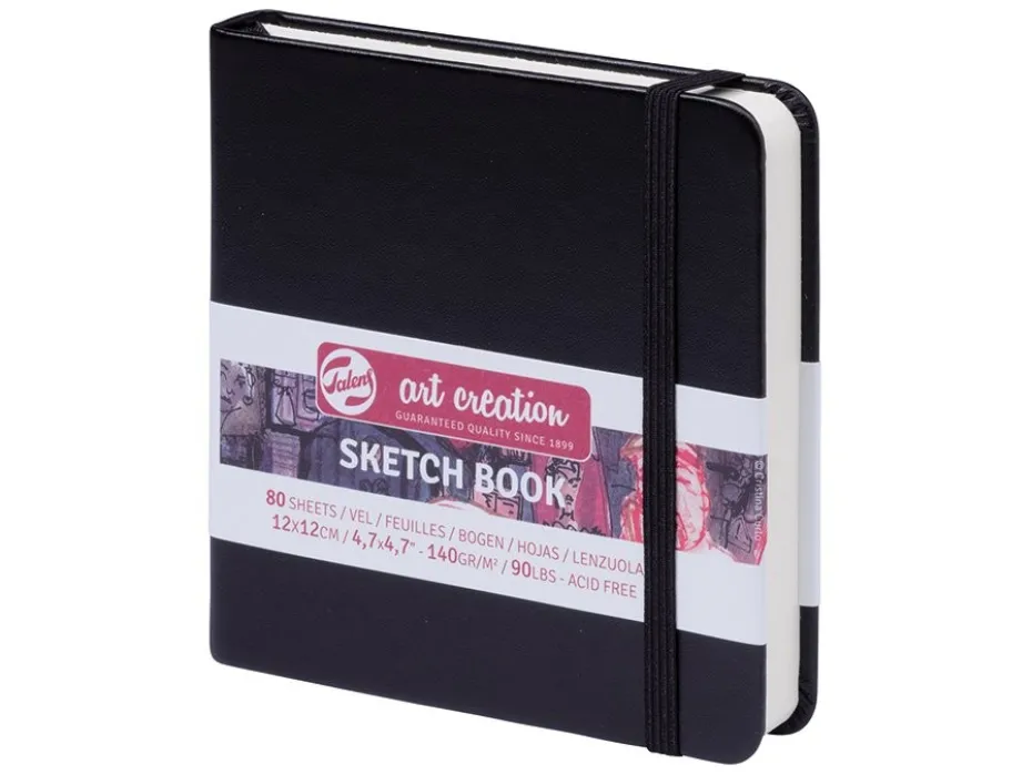 Art Creation Skissebok m/strikk 140g 12x12cm – Sort