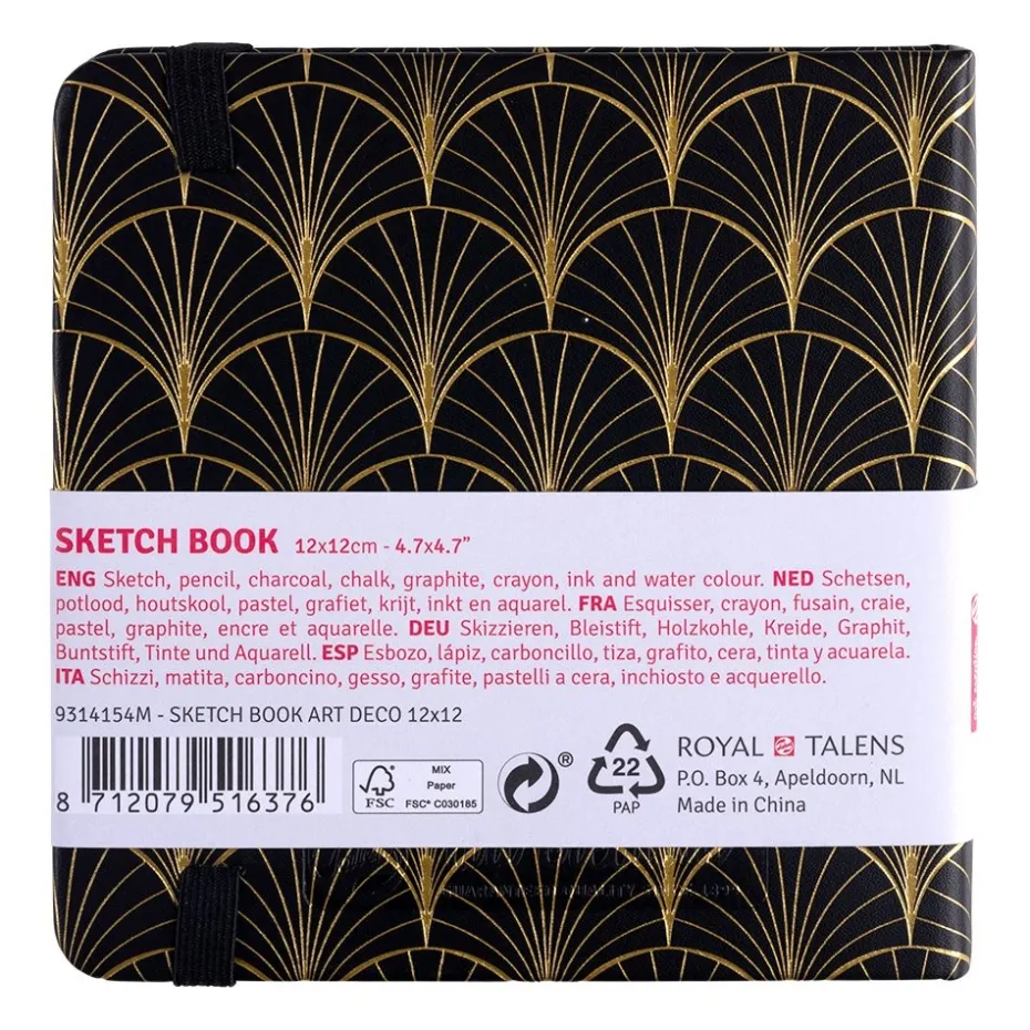 Art Creation Skissebok m/strikk 140g 12x12cm – Art Deco