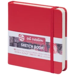Art Creation Skissebok m/strikk 140g 12x12cm – Rød