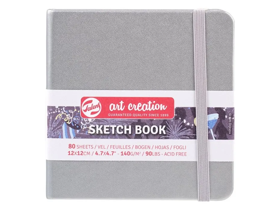 Art Creation Skissebok m/strikk 140g 12x12cm – Sølv