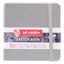 Art Creation Skissebok m/strikk 140g 12x12cm – Sølv