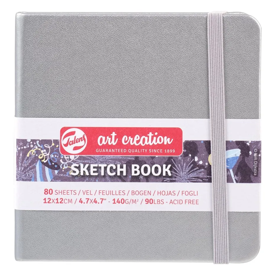 Art Creation Skissebok m/strikk 140g 12x12cm – Sølv