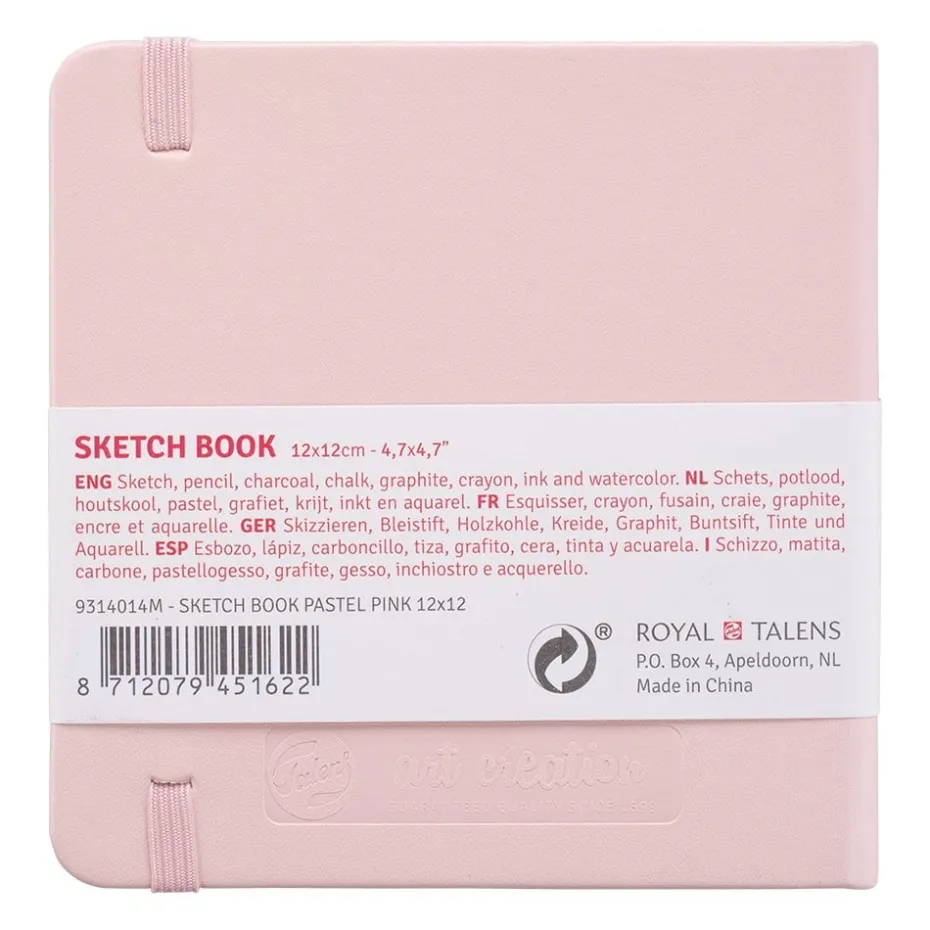 Art Creation Skissebok m/strikk 140g 12x12cm – Rosa