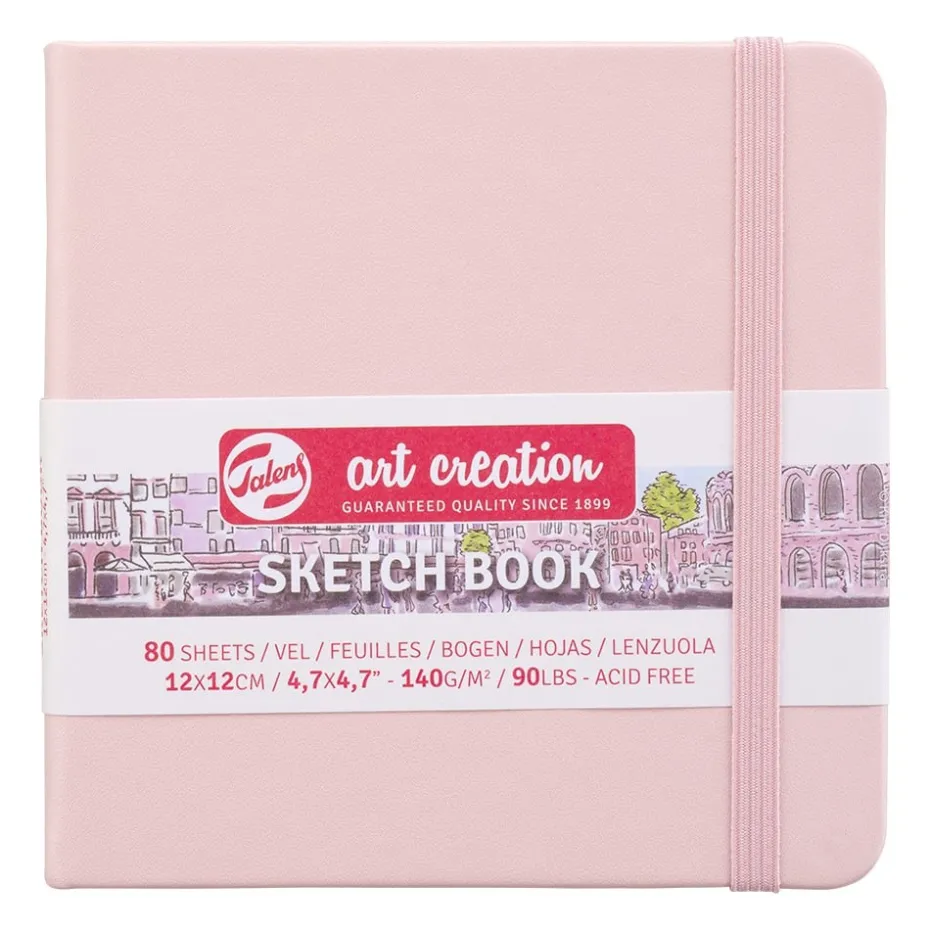 Art Creation Skissebok m/strikk 140g 12x12cm – Rosa
