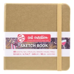Art Creation Skissebok m/strikk 140g 12x12cm – Gull
