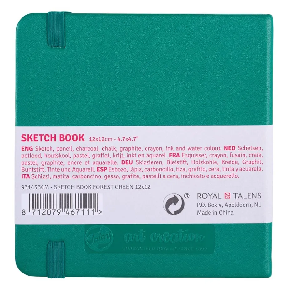 Art Creation Skissebok m/strikk 140g 12x12cm – Forest Green