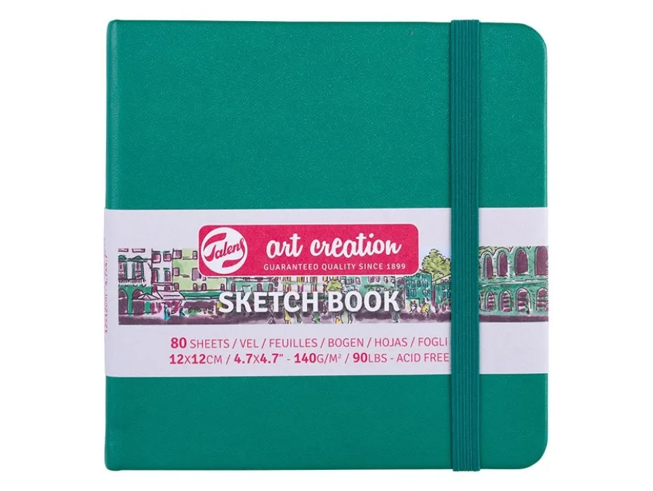 Art Creation Skissebok m/strikk 140g 12x12cm – Forest Green