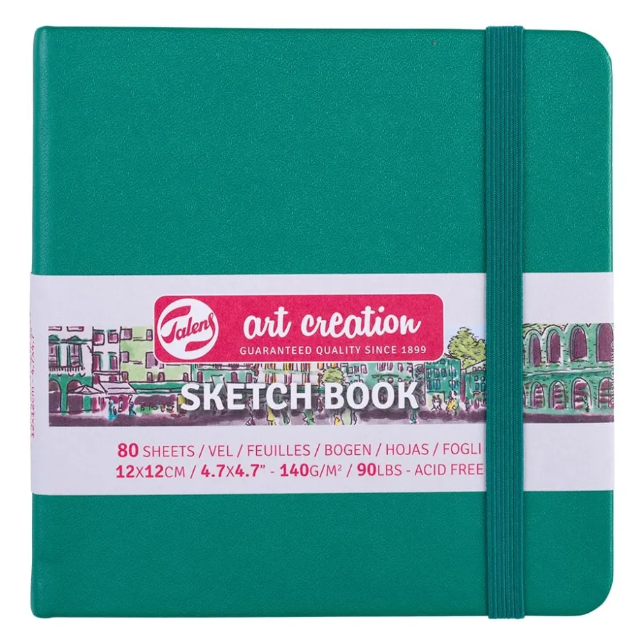Art Creation Skissebok m/strikk 140g 12x12cm – Forest Green