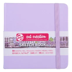 Art Creation Skissebok m/strikk 140g 12x12cm – Pastel Violet