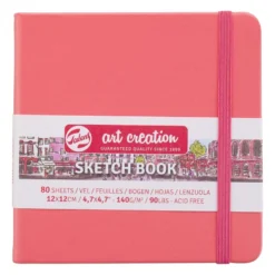Art Creation Skissebok m/strikk 140g 12x12cm – Korallrød
