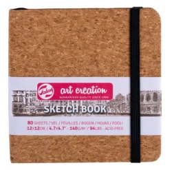 Art Creation Skissebok m/strikk 140g 12x12cm – Kork