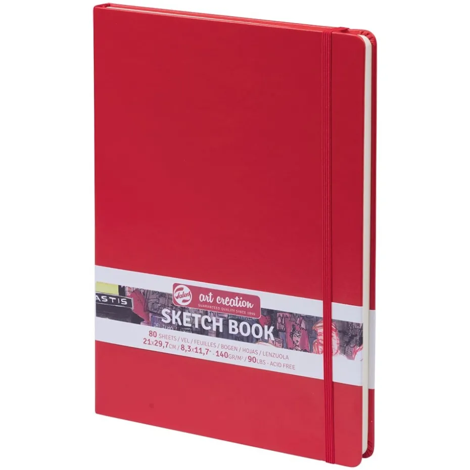 Art Creation Skissebok m/strikk 140g A4 – Rød