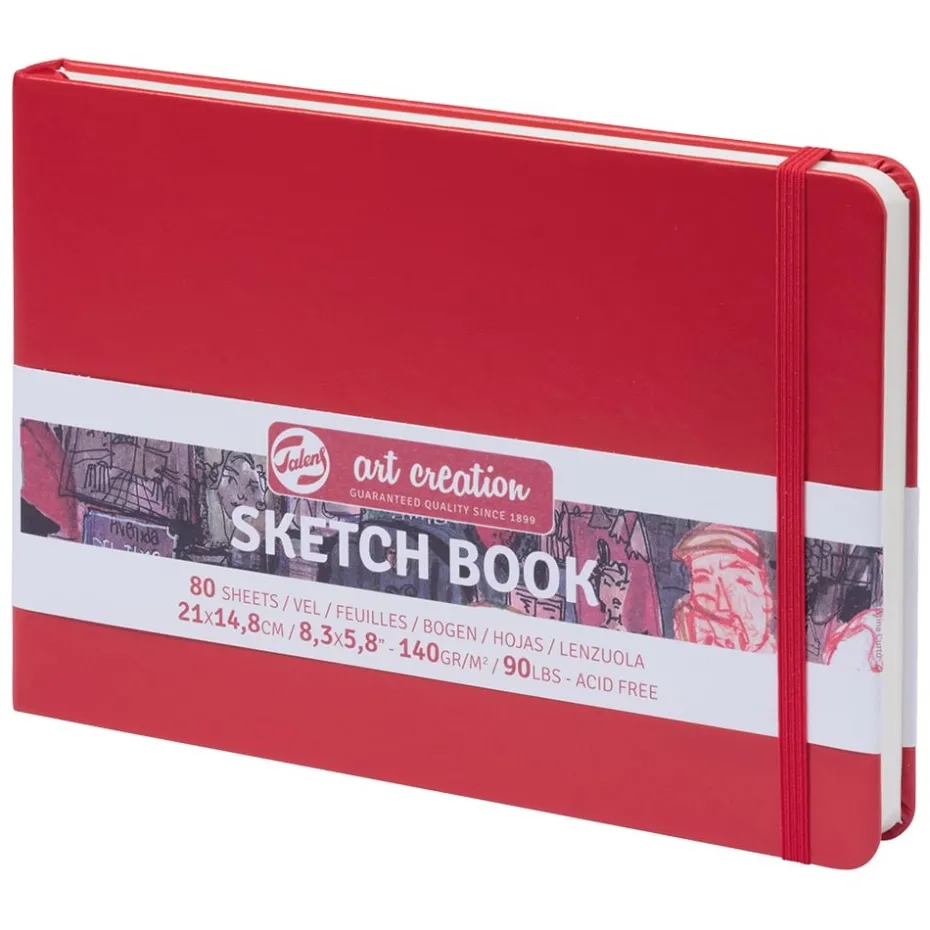 Art Creation Skissebok m/strikk 140g 21×14,8 – Rød