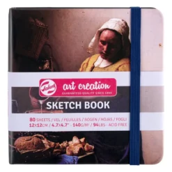 Art Creation Skissebok m/strikk 140g 12x12cm – Milk Maid