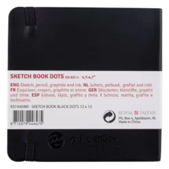 Art Creation Skissebok m/strikk 80g 12x12cm – Sort Prikker