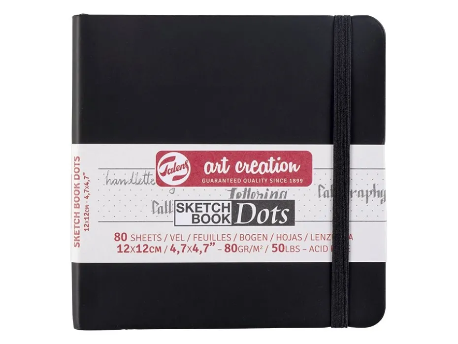 Art Creation Skissebok m/strikk 80g 12x12cm – Sort Prikker