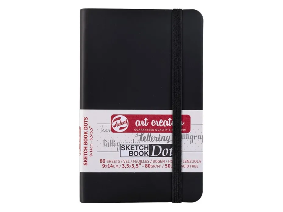 Art Creation Skissebok m/strikk 80g – Sort – Prikker 9x14cm