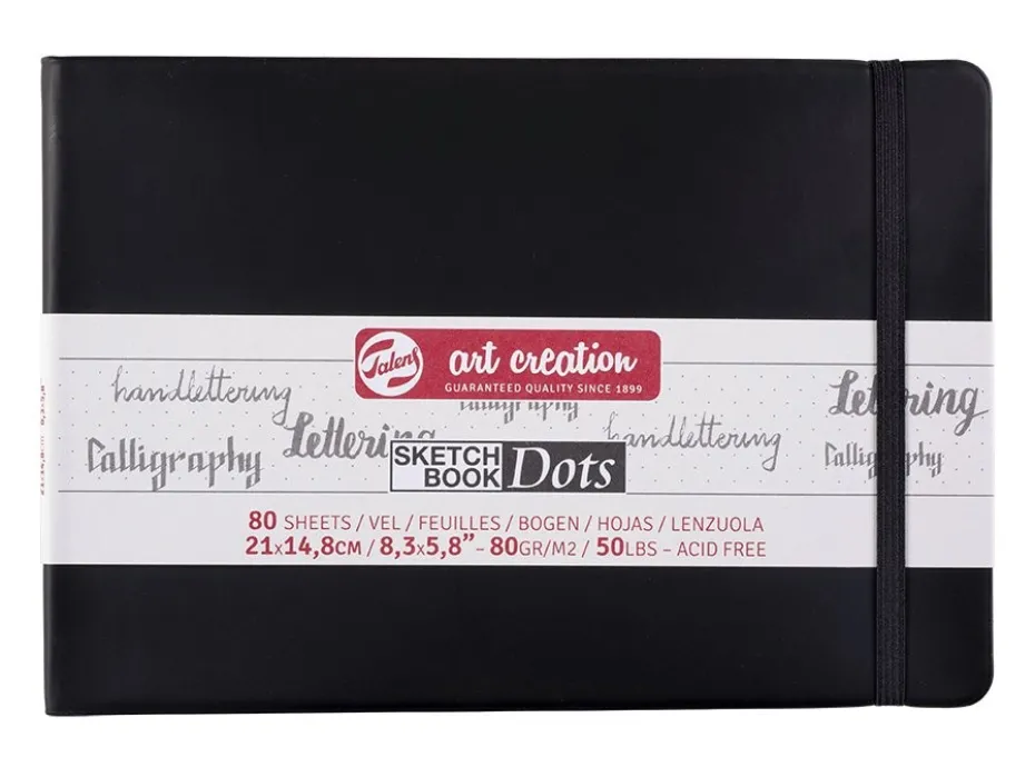 Art Creation Skissebok m/strikk 80g 21×14,8cm – Sort Prikker