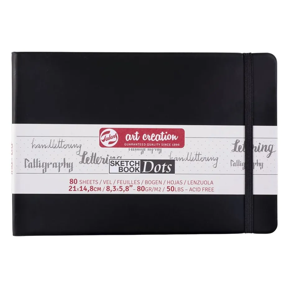 Art Creation Skissebok m/strikk 80g 21×14,8cm – Sort Prikker
