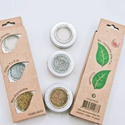 Bio Glitter Sett 3x8g – Hvit, Sølv, Gull