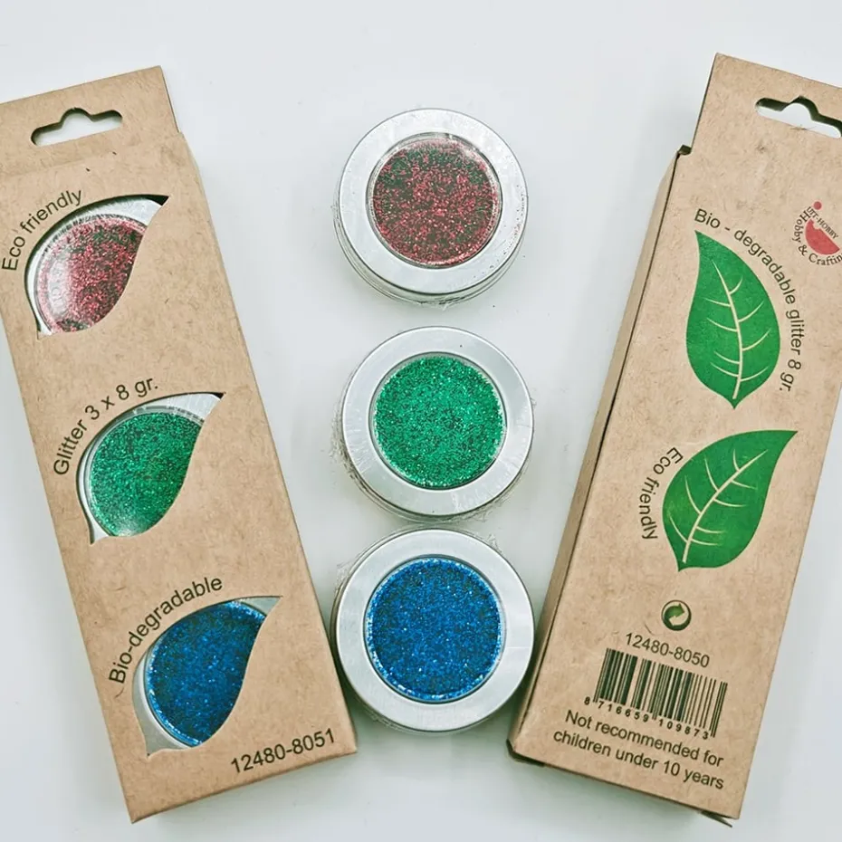 Bio Glitter Sett 3x8g – Rød, Grønn, Blå