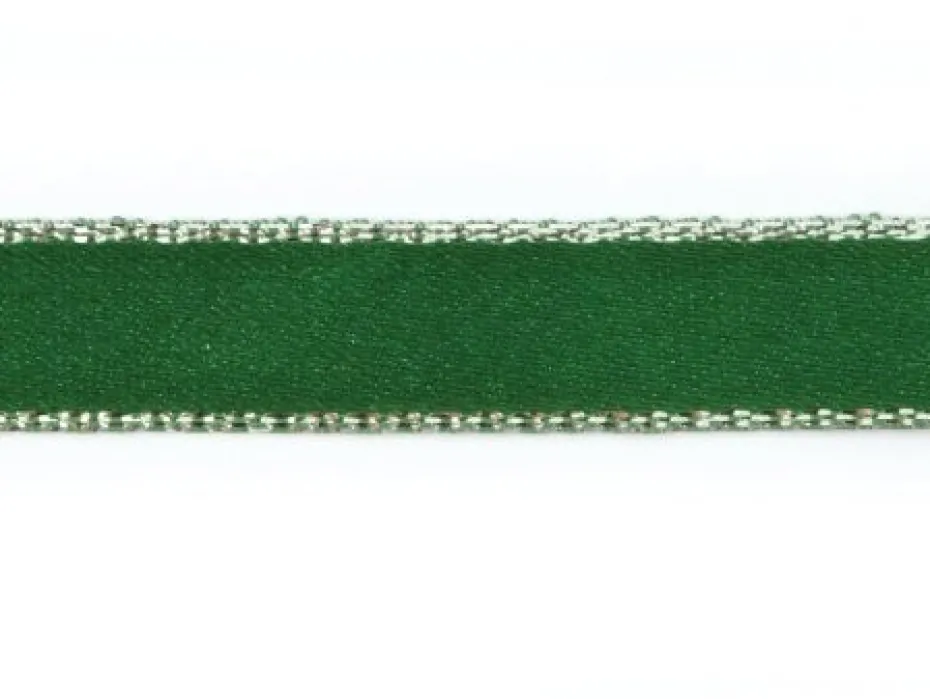Bånd 9,5mm – Grønn med sølvkant – 10m