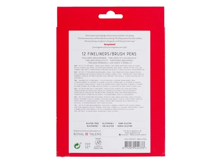 Bruynzeel Expression Fineliner Brushpen – Sett 12stk