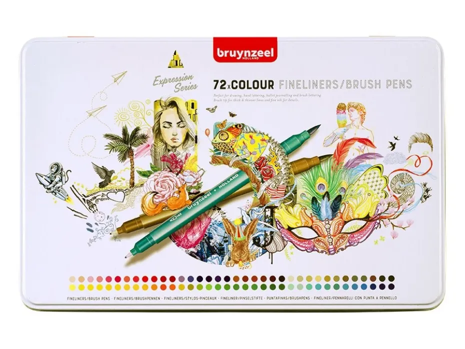 Bruynzeel Expression Fineliner Brushpen – Sett 72stk
