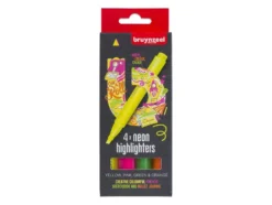 Bruynzeel Highlighter – 4 stk Neon (gul,rosa,grønn,orange)