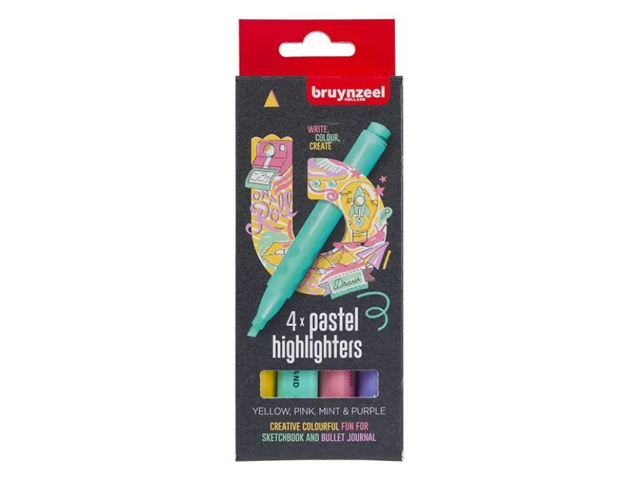 Bruynzeel Highlighter – 4 stk Pastellfarger