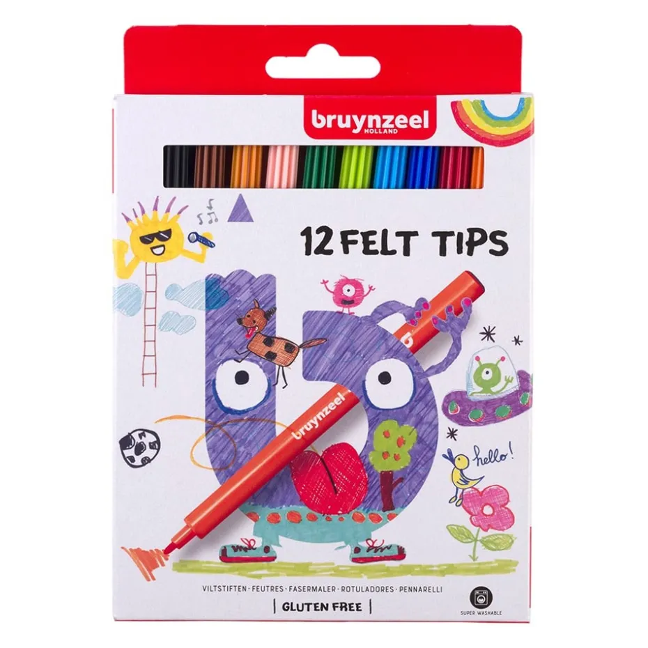 Bruynzeel KIDS – Felt Tips-tusjer Sett – 12stk