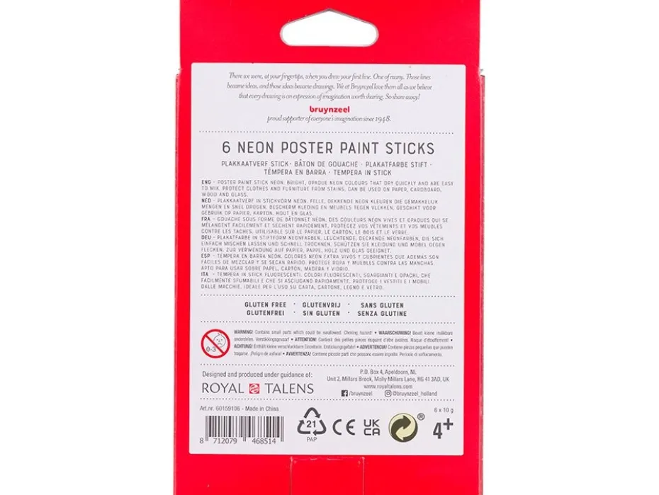 Bruynzeel KIDS Poster Paint Stick 6stk – Neon