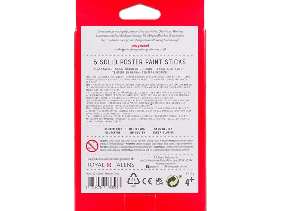 Bruynzeel KIDS Poster Paint Stick 6stk – Basic