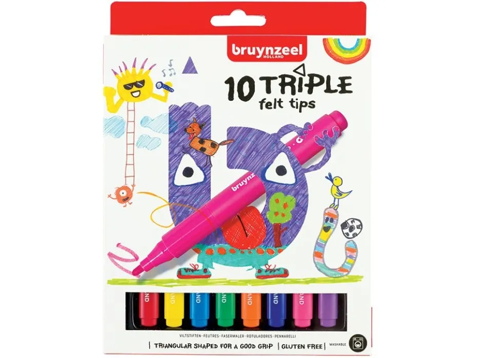 Bruynzeel KIDS – Triple Felt Tips-tusjer Sett – 10stk