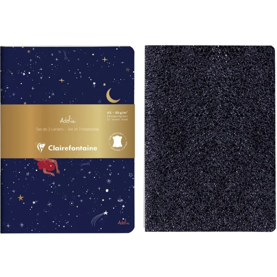 Clairefontaine Adolie – Notatbok 2pk Sydd A5 – Linjert