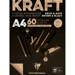 Clairefontaine Kraft Tegneblokk brun/svart – 90g 60ark – A4