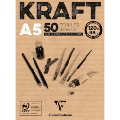 Clairefontaine Kraft Tegneblokk – 120g 50ark – A5