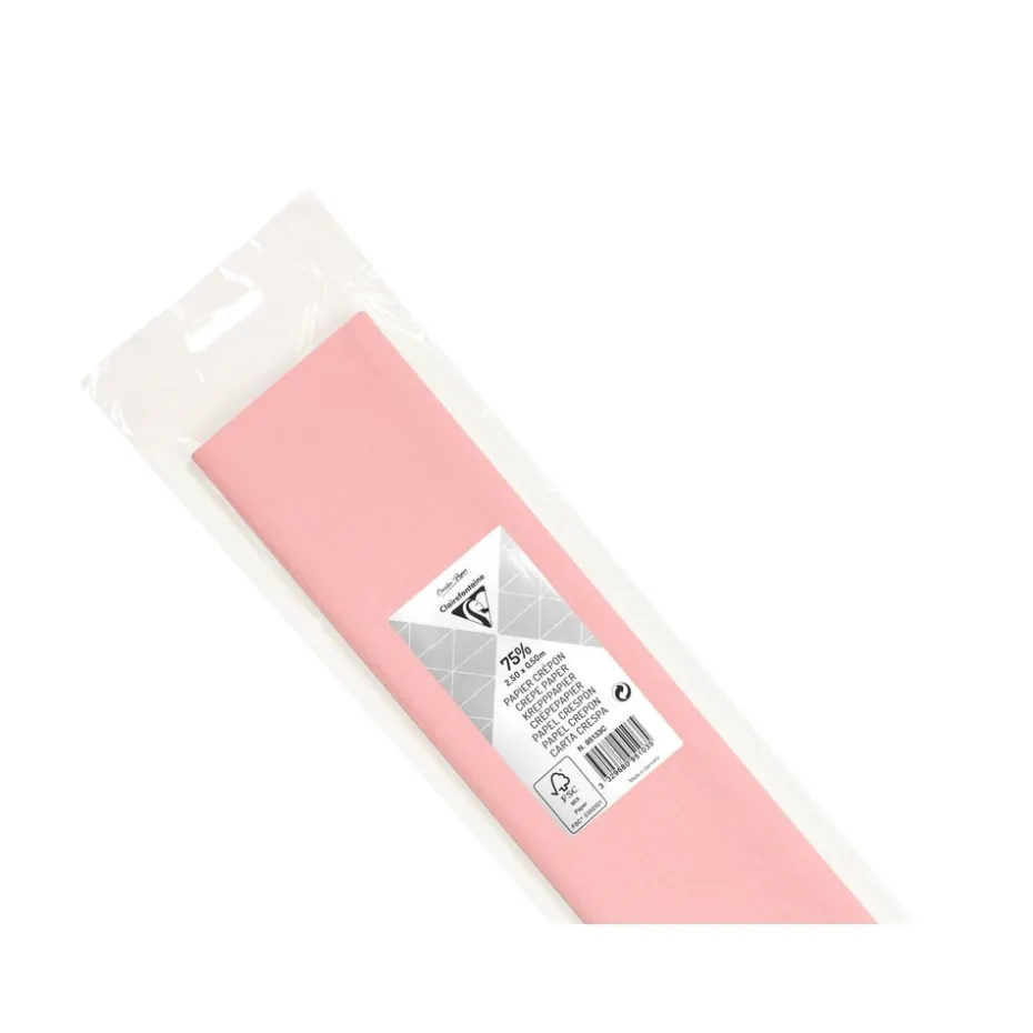 Clairefontaine Kreppapir 75% 50x250cm 75g – 33 Lys rosa