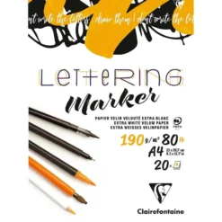 Clairefontaine Lettering Marker Tusjblokk 190g 20ark – A4